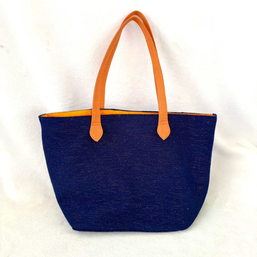 Evil Eye Navy Blue & Orange Beaded & Embroidered Tote Bag - Picture 6 of 7